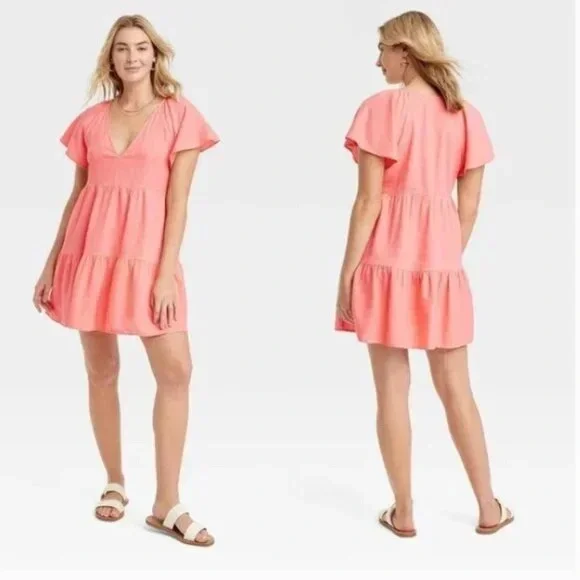 EUC 2 Dresses- Universal Thread Flutter Short Sleeve Mini Skater Dress XS - Picture 4 of 10